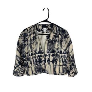 Venus Womens Snake Print Blazer Jacket Size 12 Beige & Black Textured